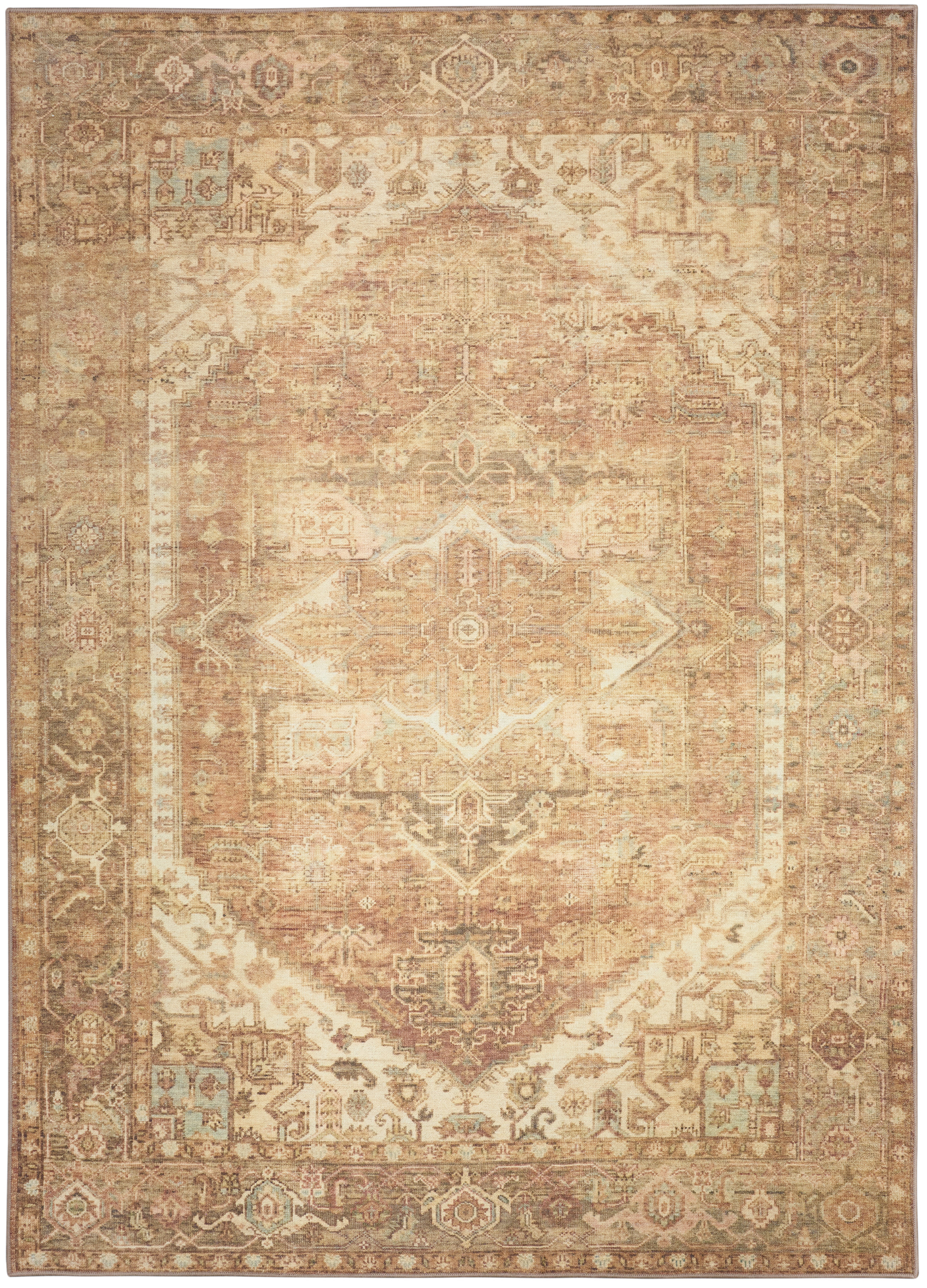 Nourison Vintage Washables 5'3" x 7'3" Gold Vintage Indoor Rug