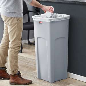 Rubbermaid Commercial, Untouchable, 23 gal, Resin, Gray, Square, Receptacle