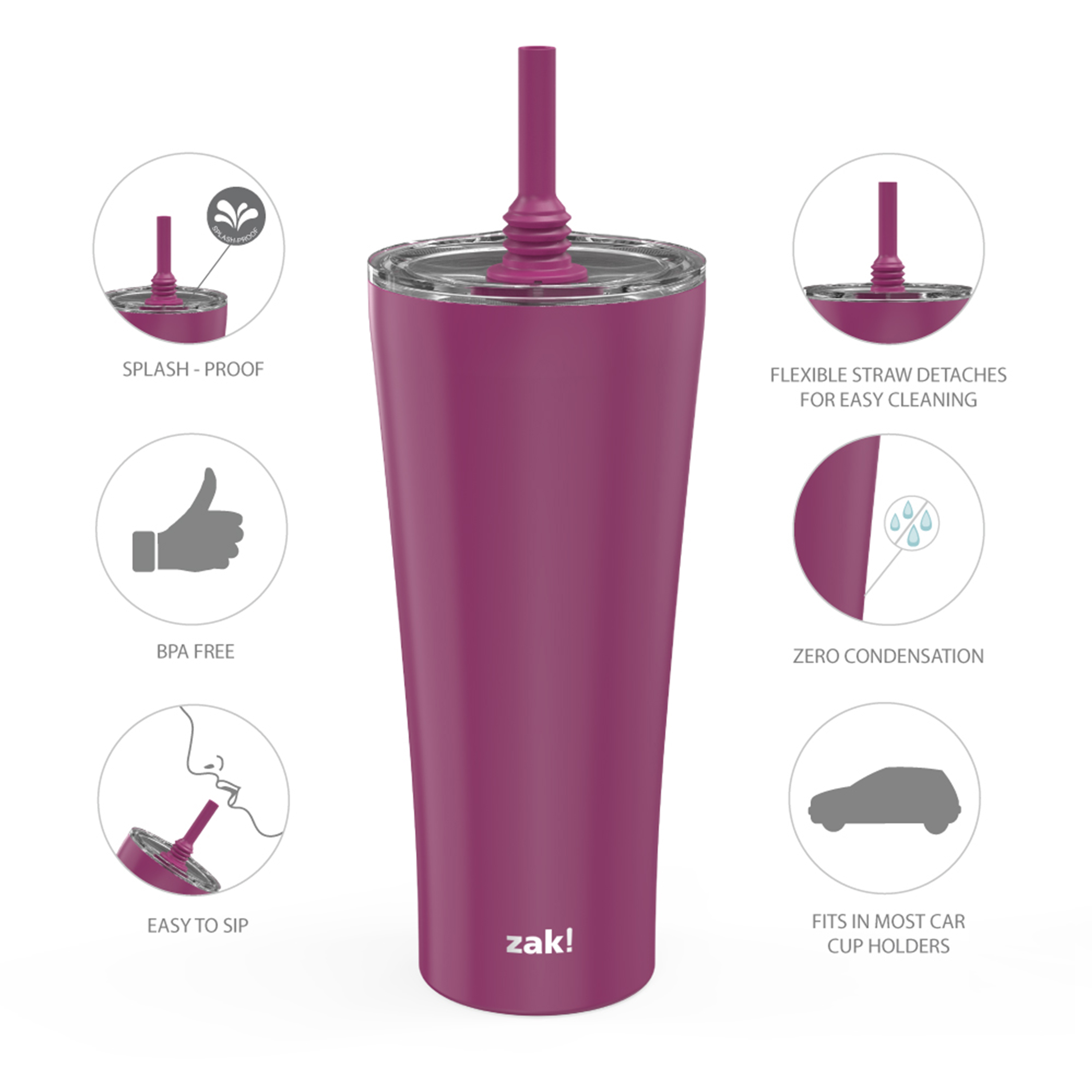 Alfalfa 30 ounce Vacuum Insulated Stainless Steel Tumbler, Wild Berry slideshow image 2 Alfalfa 30 ounce Vacuum Insulated Stainless Steel Tumbler, Wild Berry slideshow image 2