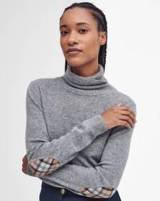 Pendle Roll-Neck Jumper Grey Marl-Hessian Tartan