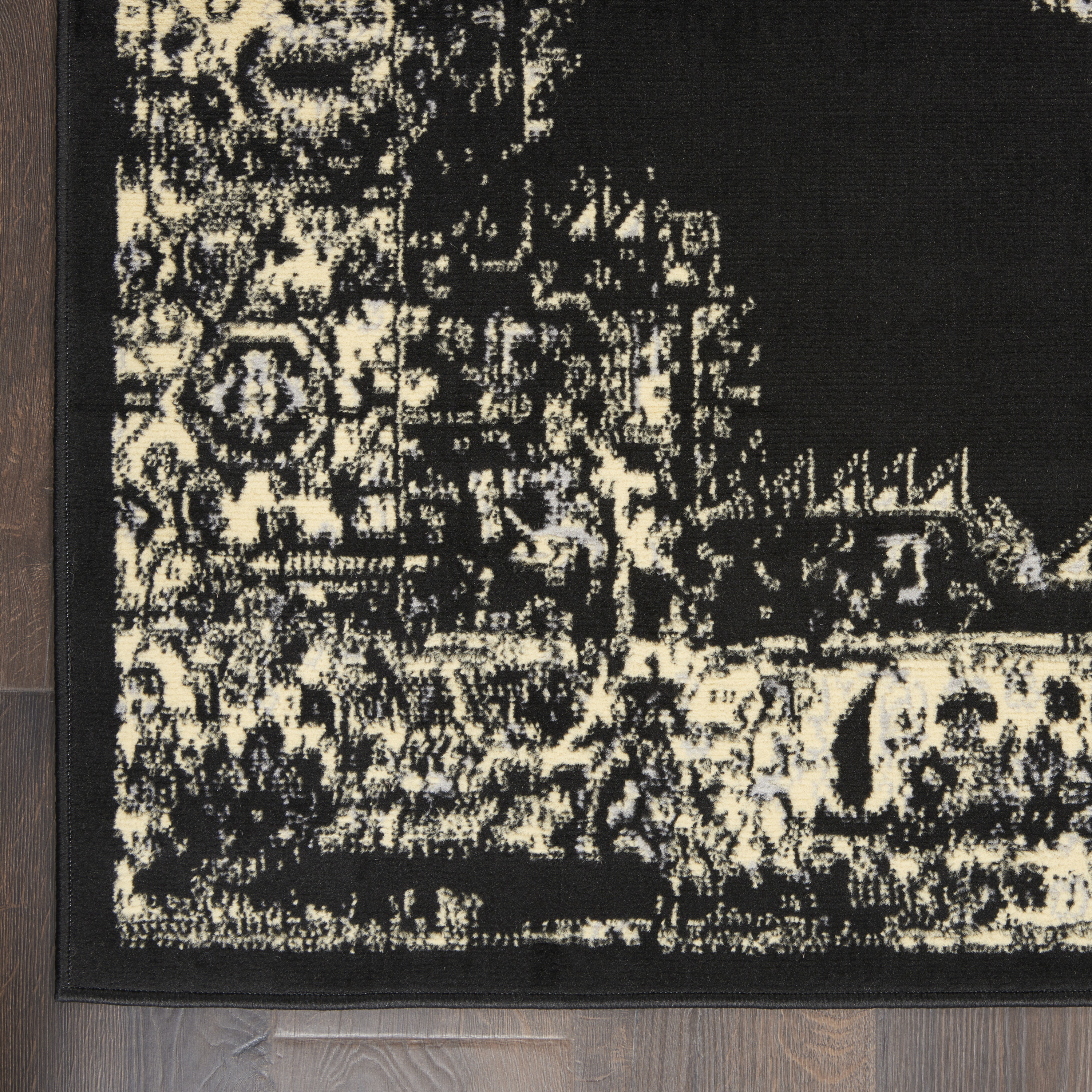 Nourison Grafix 2'3" x 7'6" Black Vintage Indoor Rug