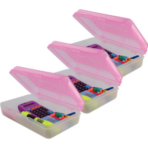 Dots Multipurpose Pencil Case Utility Boxes, Pink, 3 Count
