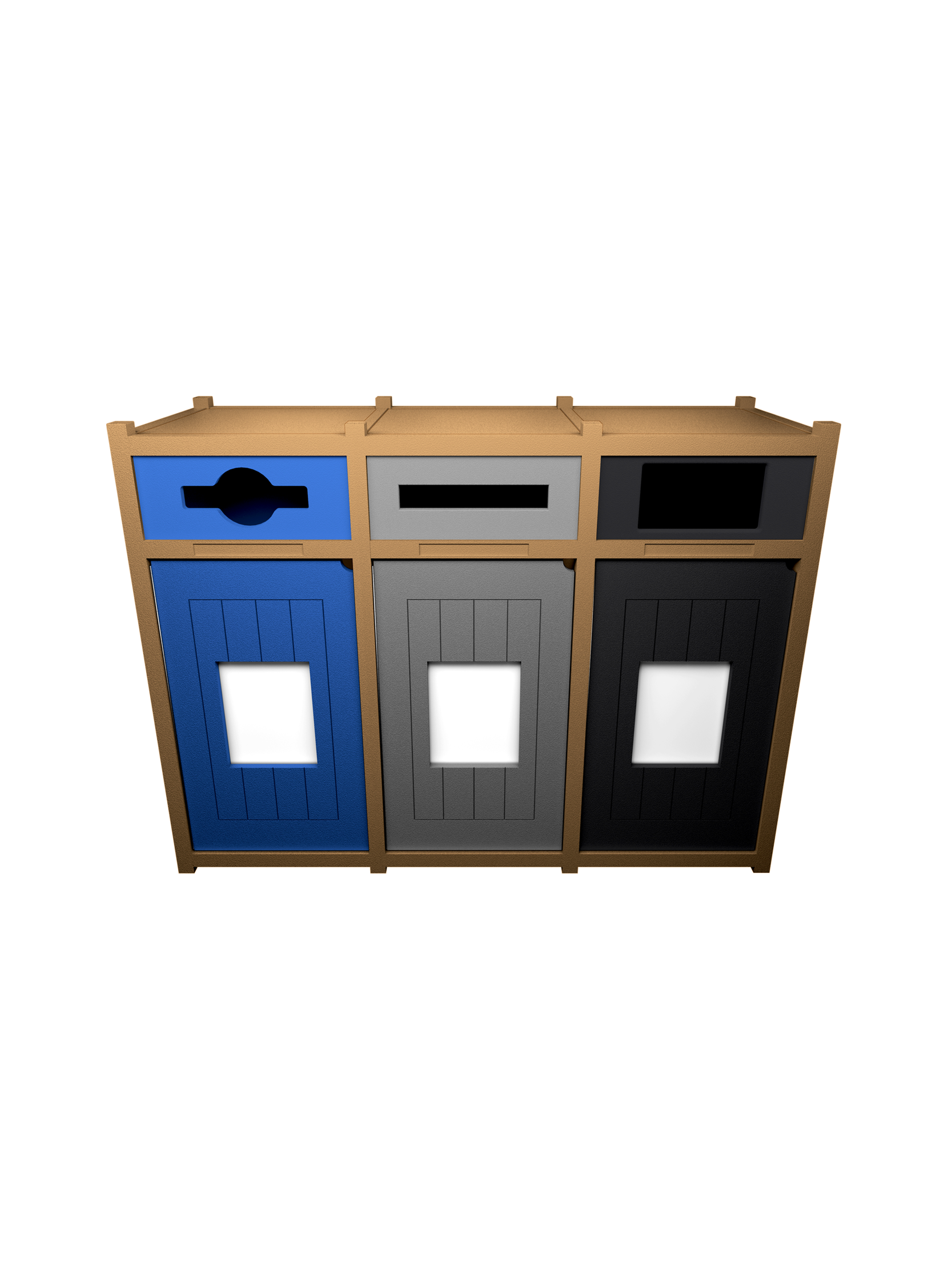 VISION – Triple – Unit – Mixed-Slot-Rectangle – Cedar-Blue-Grey-Black