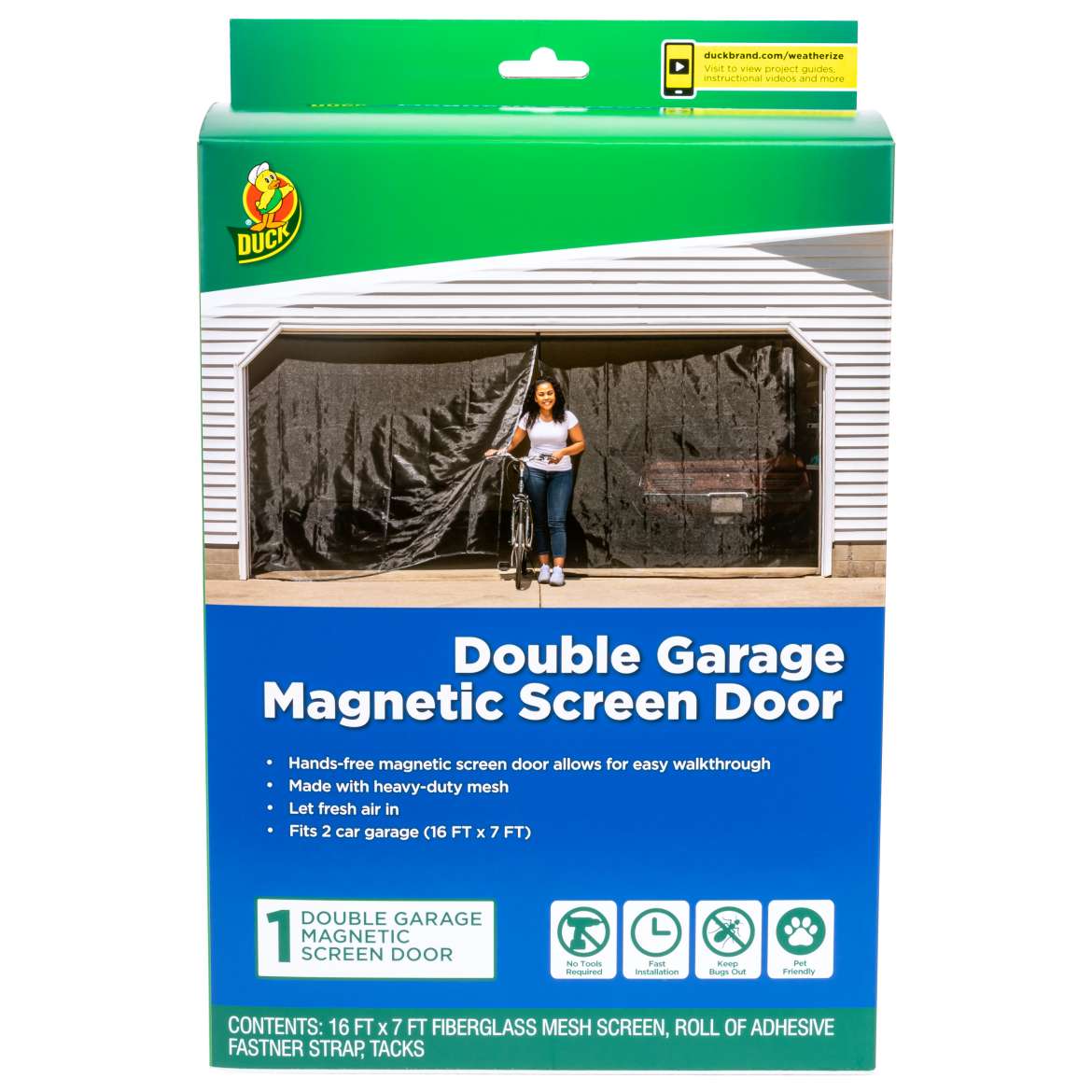 Duck® Brand Hands-Free Magnetic Double Garage Door Screen