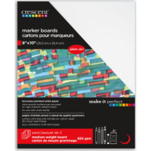 Hot Press Marker Board, 8 x 10 in, White, 3-Pack