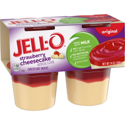 Jell-O Original Strawberry Cheesecake Snacks, 4 ct Cups