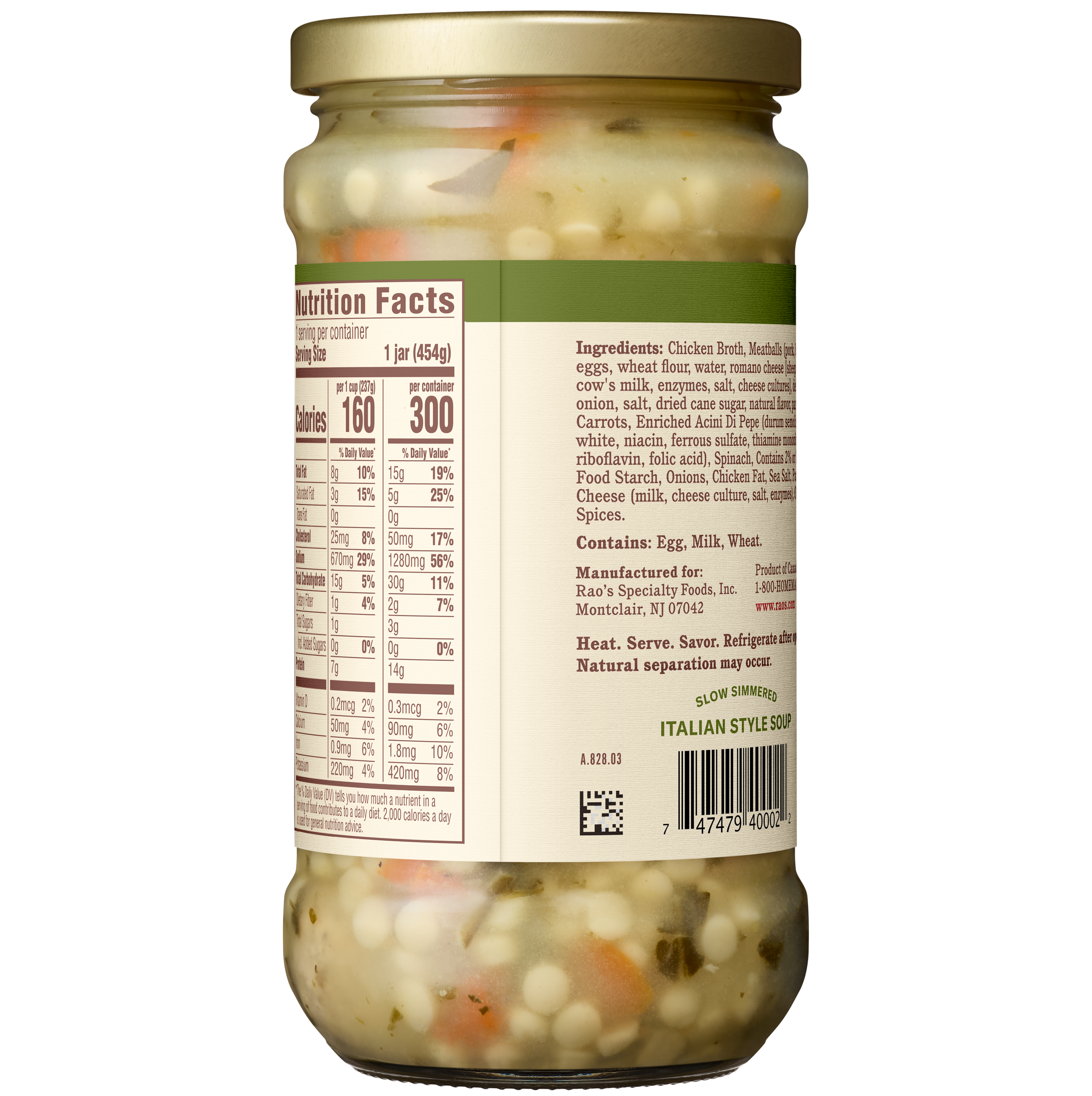 Italian Wedding Soup, 16 oz - Back Image
