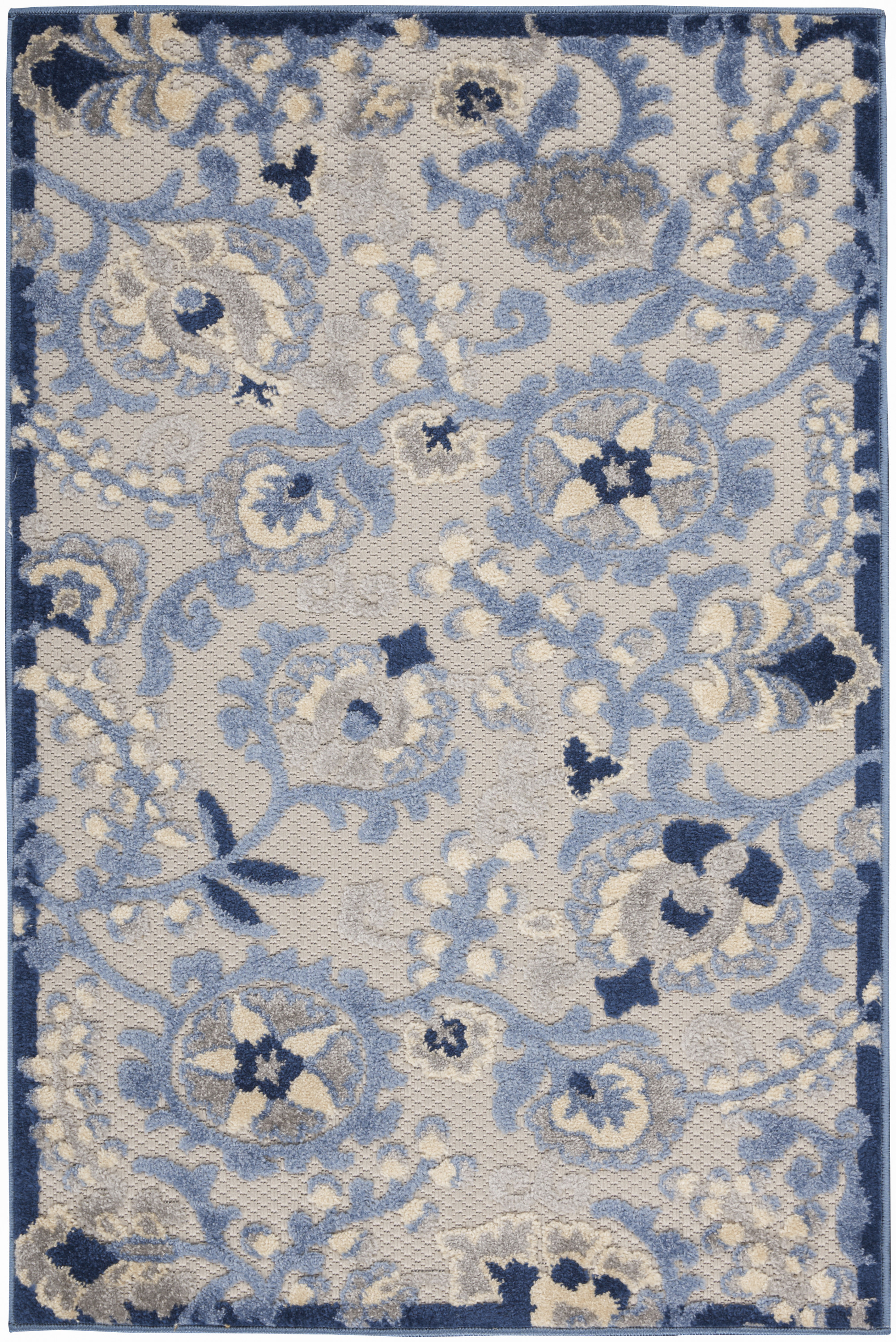 Nourison Aloha 3' x 5' Blue Grey Farmhouse Rug