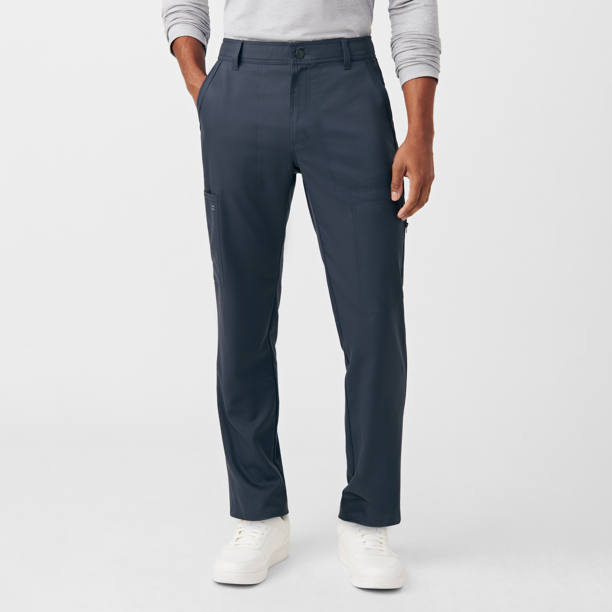 White Cross VIBE WB446 Men&#8216;s 7 Pocket Fade Resistant Cargo Scrub Pants with Button Fly and Belt Loops-White Cross