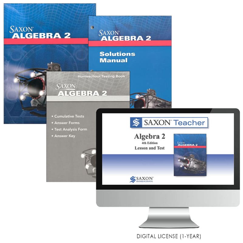 Saxon Math Algebra 2 4th Edition Homeschool Kit + Saxon Teacher Digital License 1 year