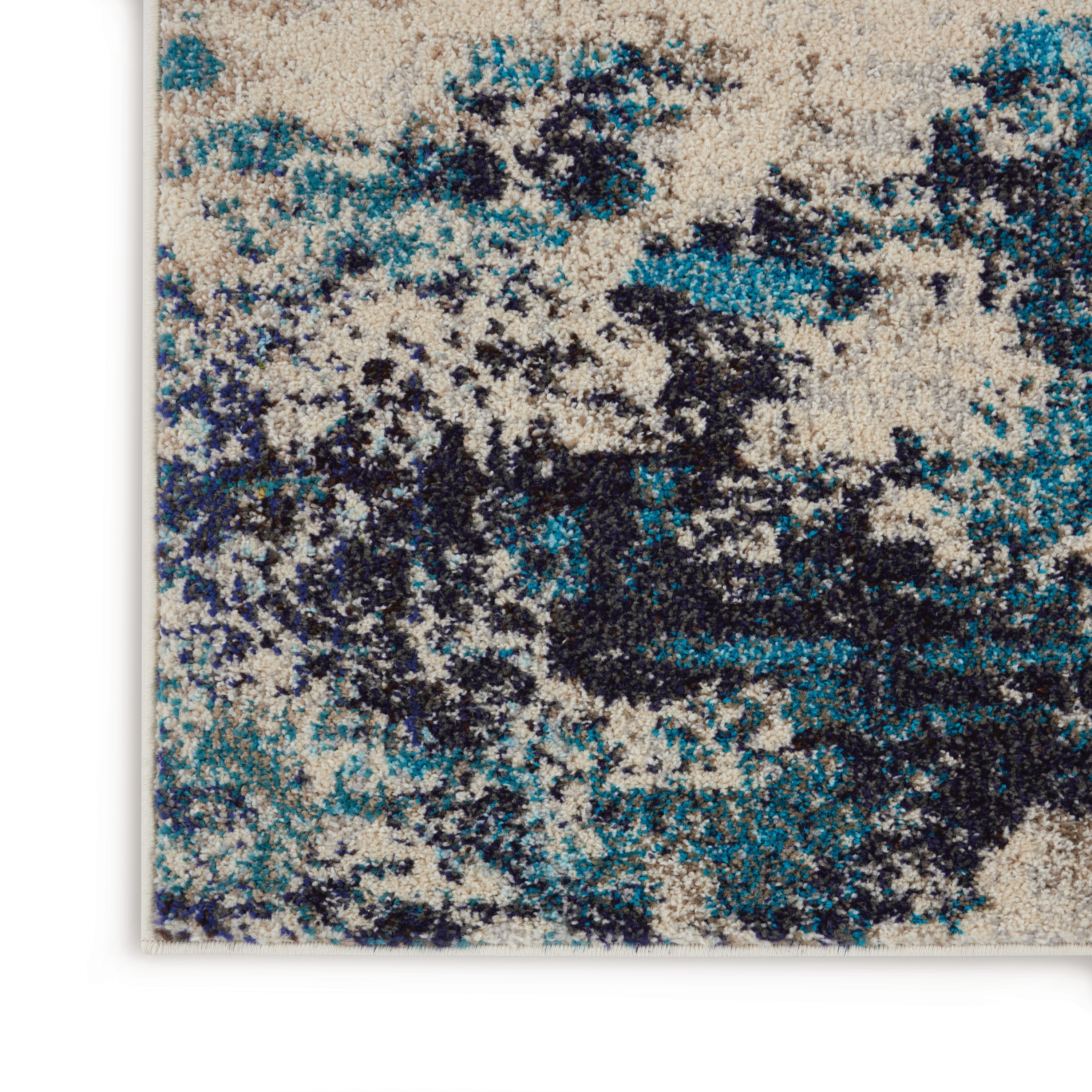 Nourison Celestial 3' x 5' Ivory/Teal Blue Modern Indoor Rug
