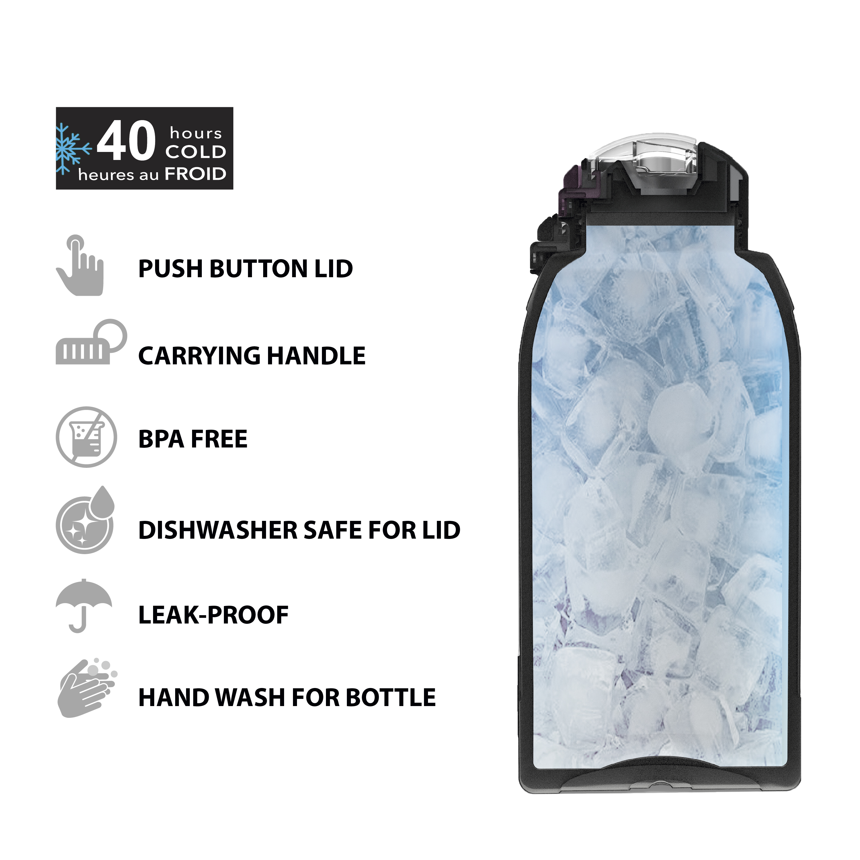 Genesis 64 ounce Stainless Steel Water Bottles, Viola slideshow image 4 Genesis 64 ounce Stainless Steel Water Bottles, Viola slideshow image 4