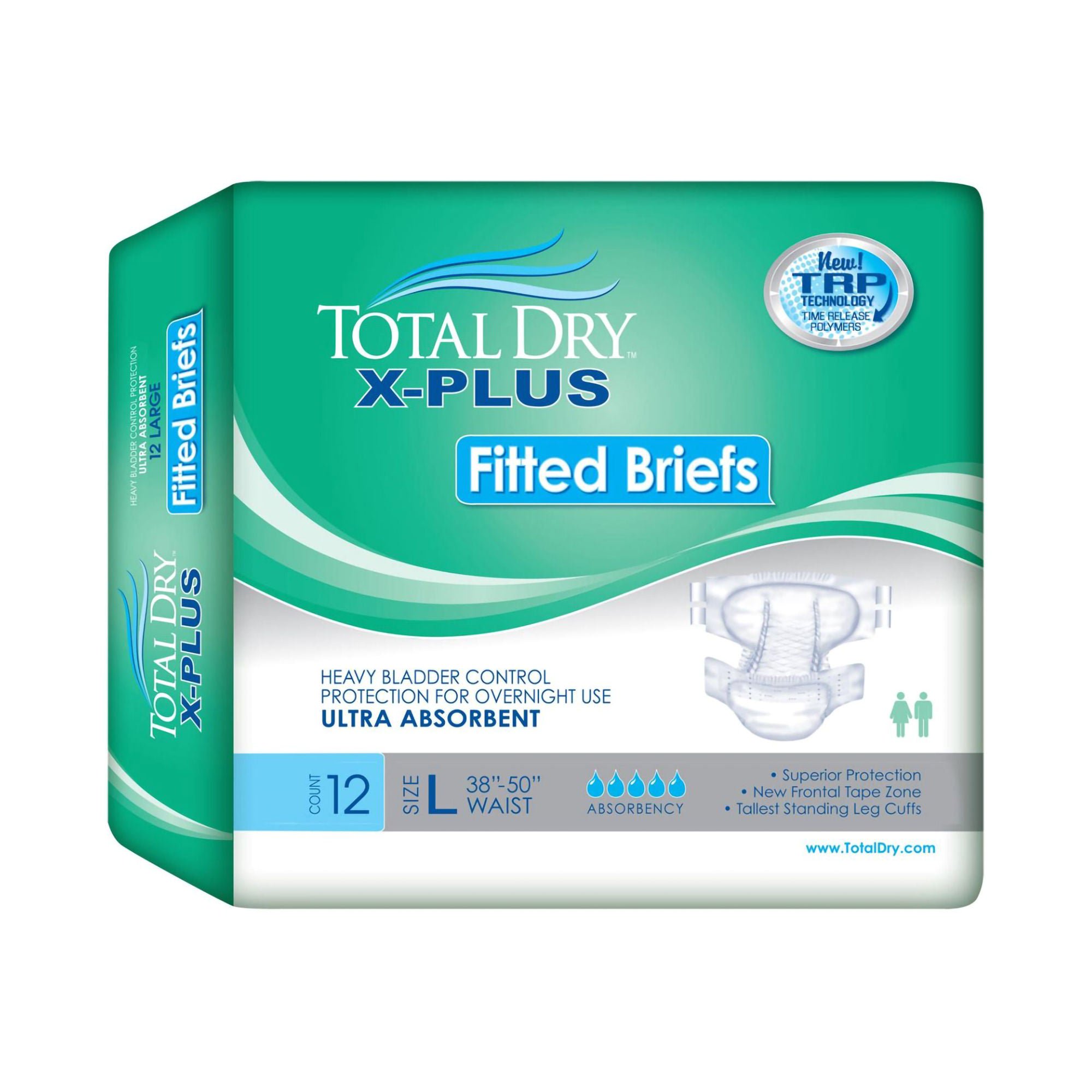Total Dry™ X-Plus Ultra Absorbent Incontinence Brief, Large