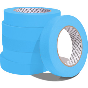 Masking Tape, 1" x 60 Yards, Light Blue, Pack of 6