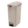 Rubbermaid Commercial, Streamline, Step-On, 13 gal, Resin, Beige, Rectangle, Receptacle