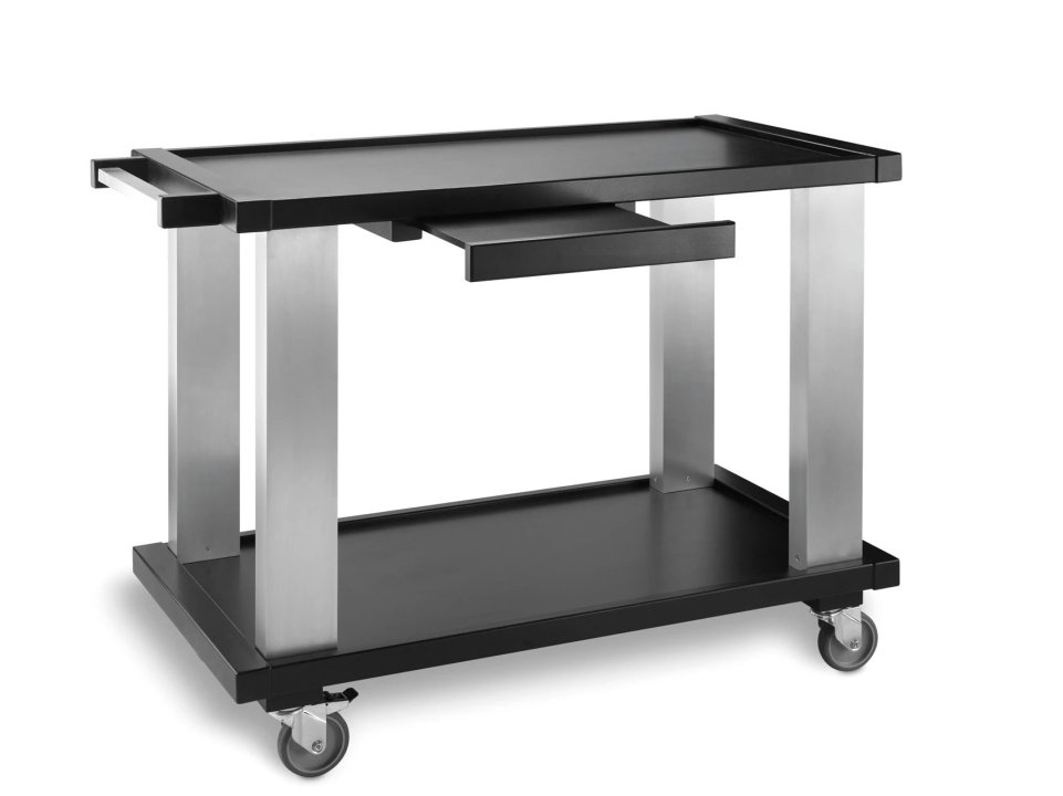 Carro De Madera Y Aluminio 2 Estantes Negro