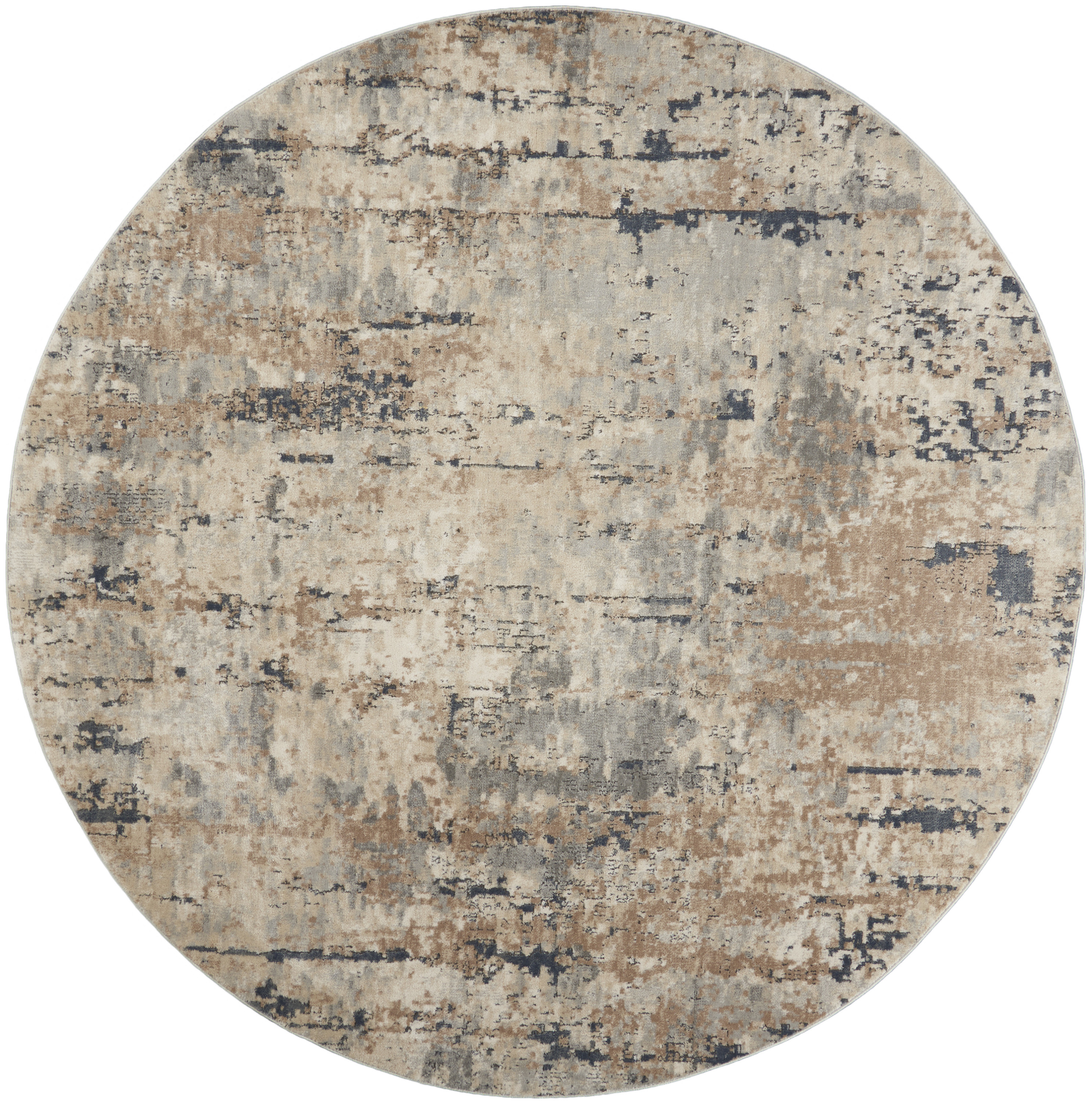 Nourison Quarry 7’10” x Round Beige Grey Modern Indoor Rug