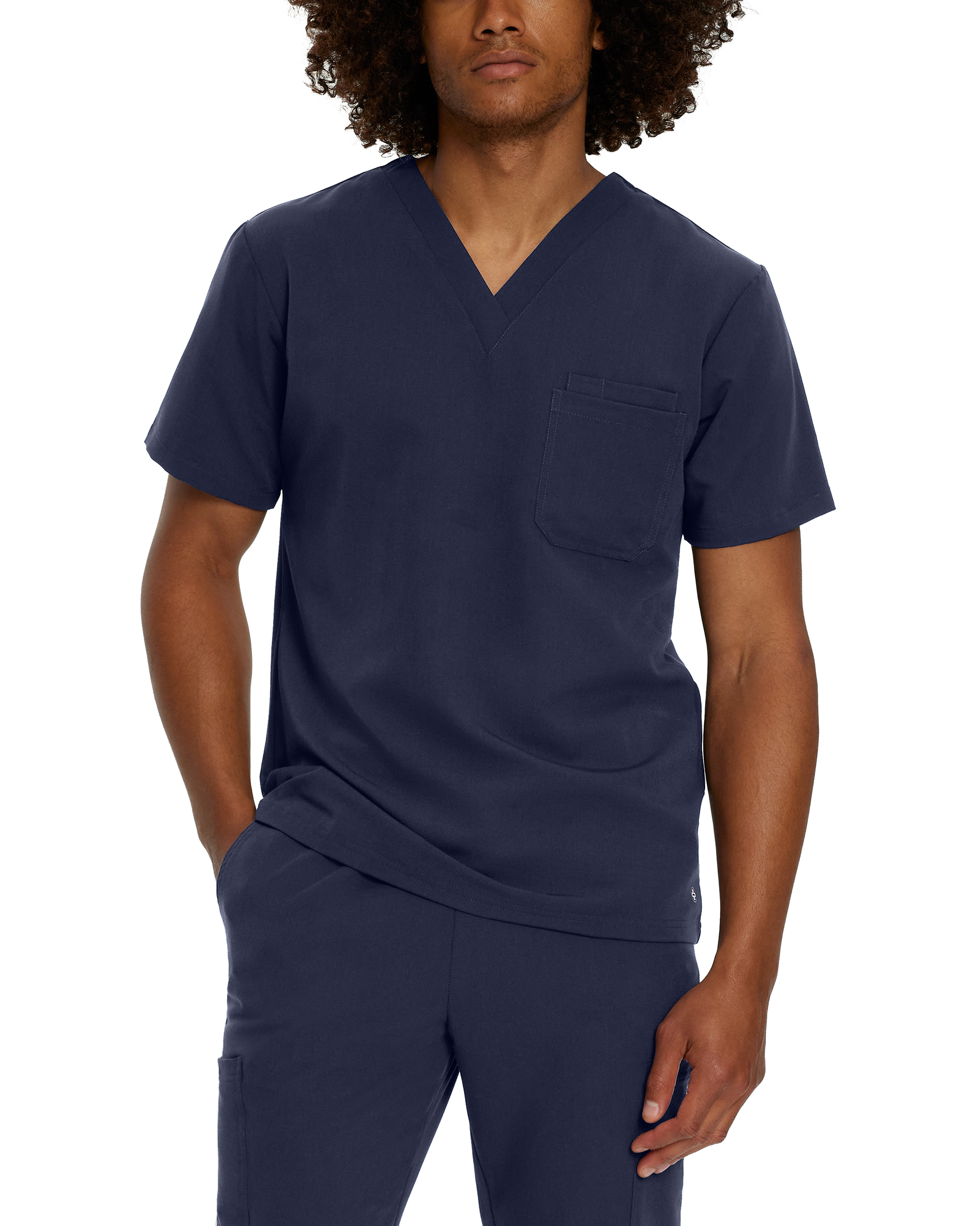 White Cross V-Tess Men‘s 2-Pocket V-Neck Scrub Top-White Cross