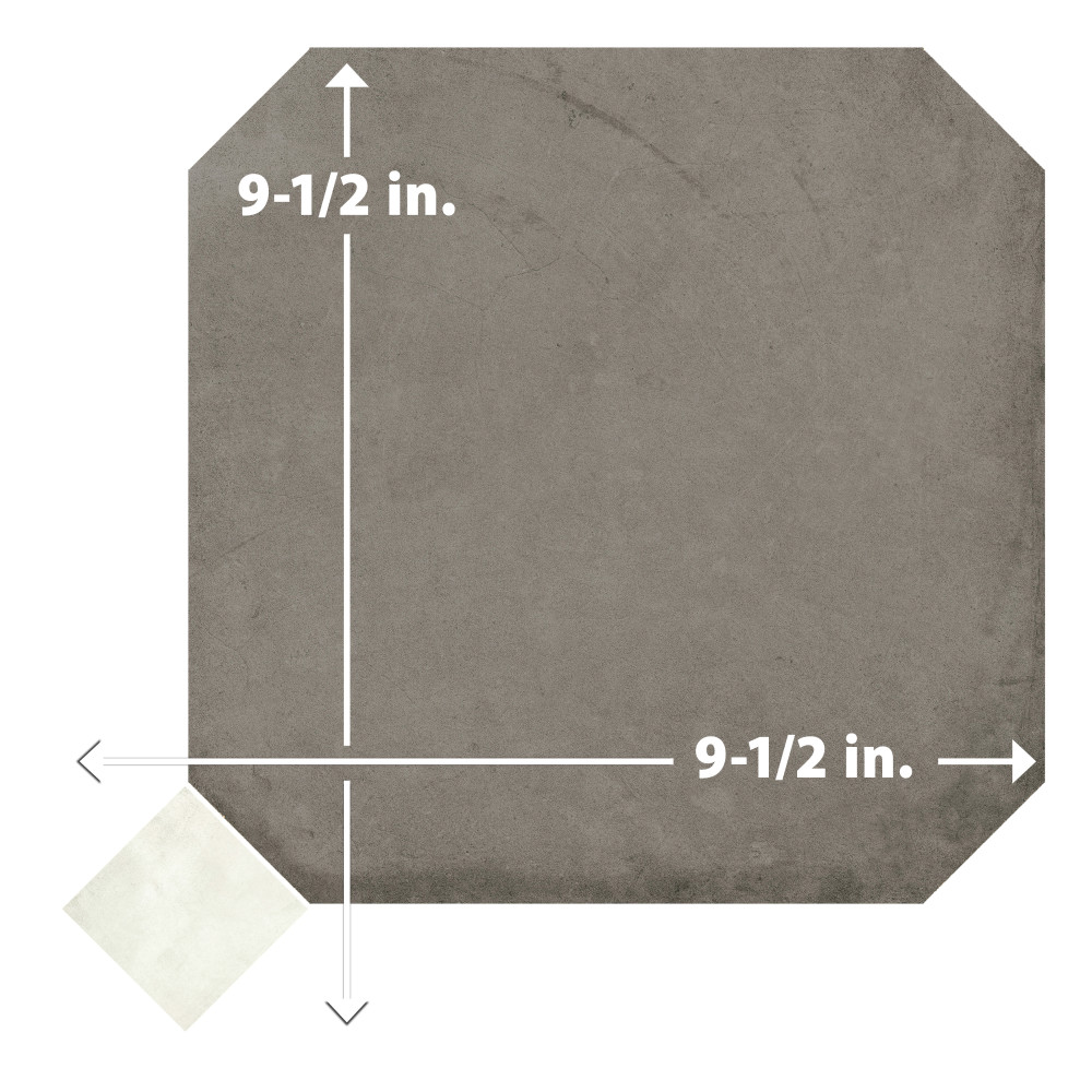 Laverton Octagon Grafito with Taco Nieve 7-7/8 in. x 7-7/8 in. Porcelain Floor and Wall Tile