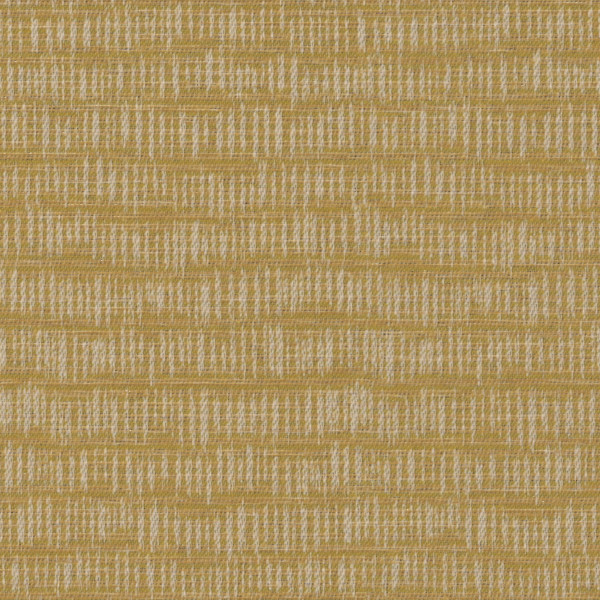 Woven fabric panel showing mustard-gold threads forming a horizontal, irregular grid of short cream stitch lines across a flat close-up surface.