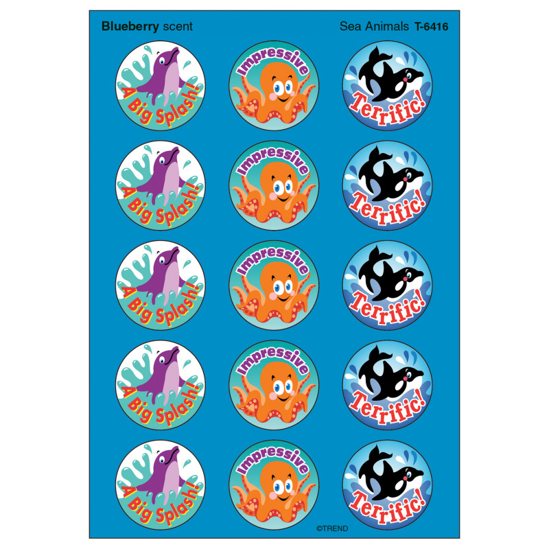 Sea Animals/Blueberry Stinky Stickers®, 60 Ct