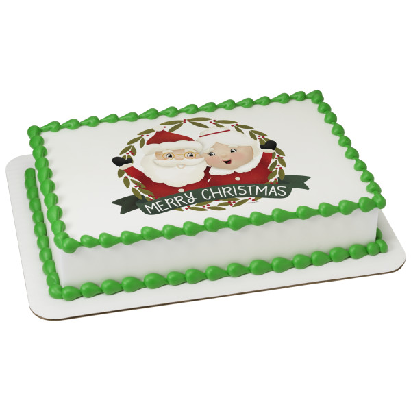 Merry Mr. and Mrs. Claus PhotoCake® Edible Image®