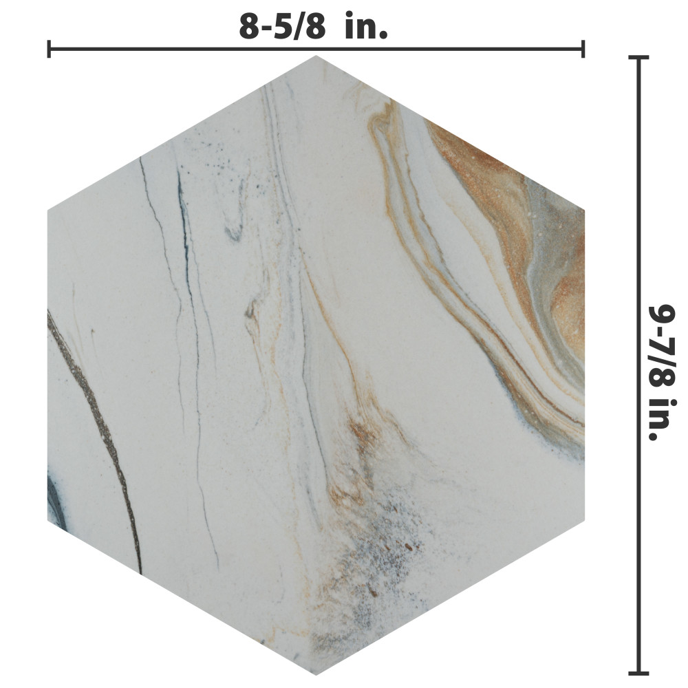 Marmaris Hex Sunset 8-5/8 in. x 9-7/8 in. Porcelain Floor and Wall Tile