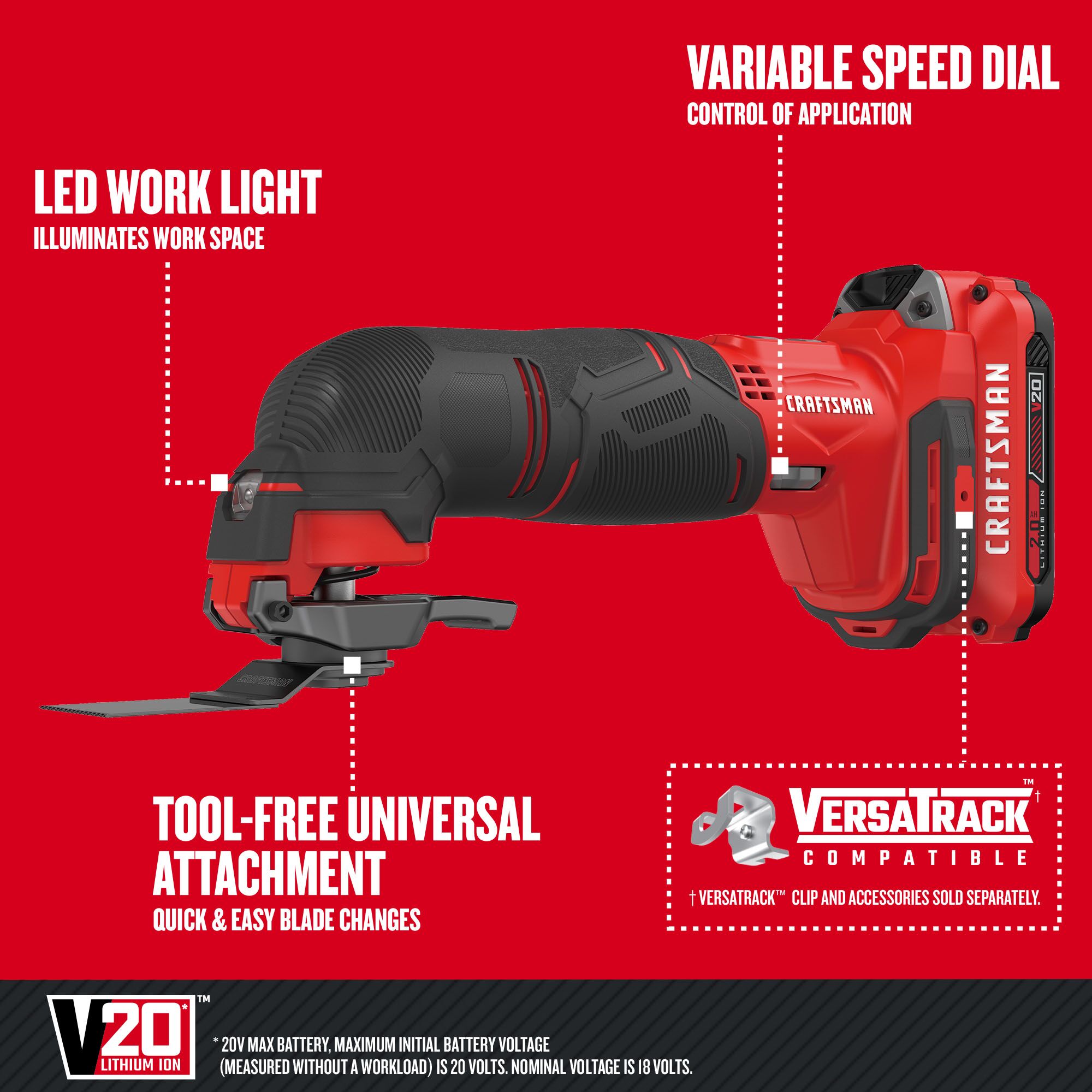 Graphic of CRAFTSMAN Oscillating Multi-Tools highlighting product features