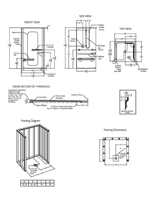 Technical Drawing — Cd Shower Tech Draw Xsa 4136 Bf Ot Mas