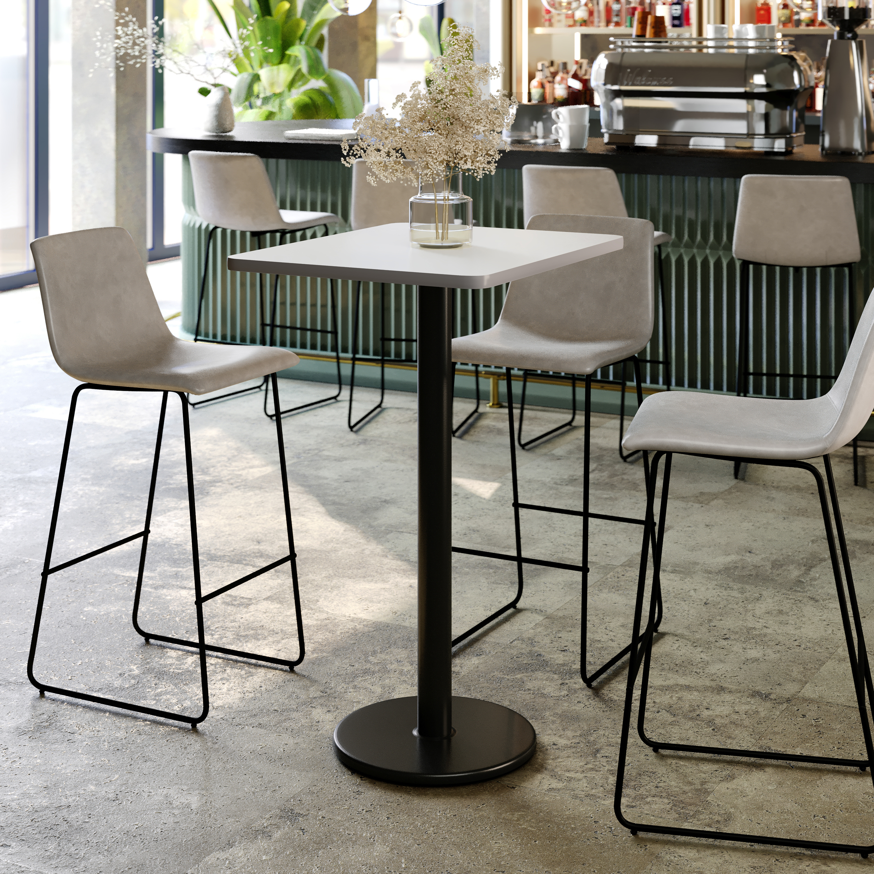 Stiles 24'' x 30'' Gray Rectangular Laminate Table Top with Black 18" Round B... - Picture 28 of 35