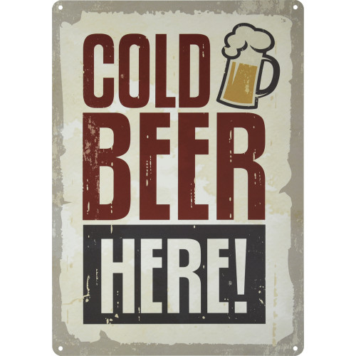 Aluminum Cold Beer Here Sign, 10