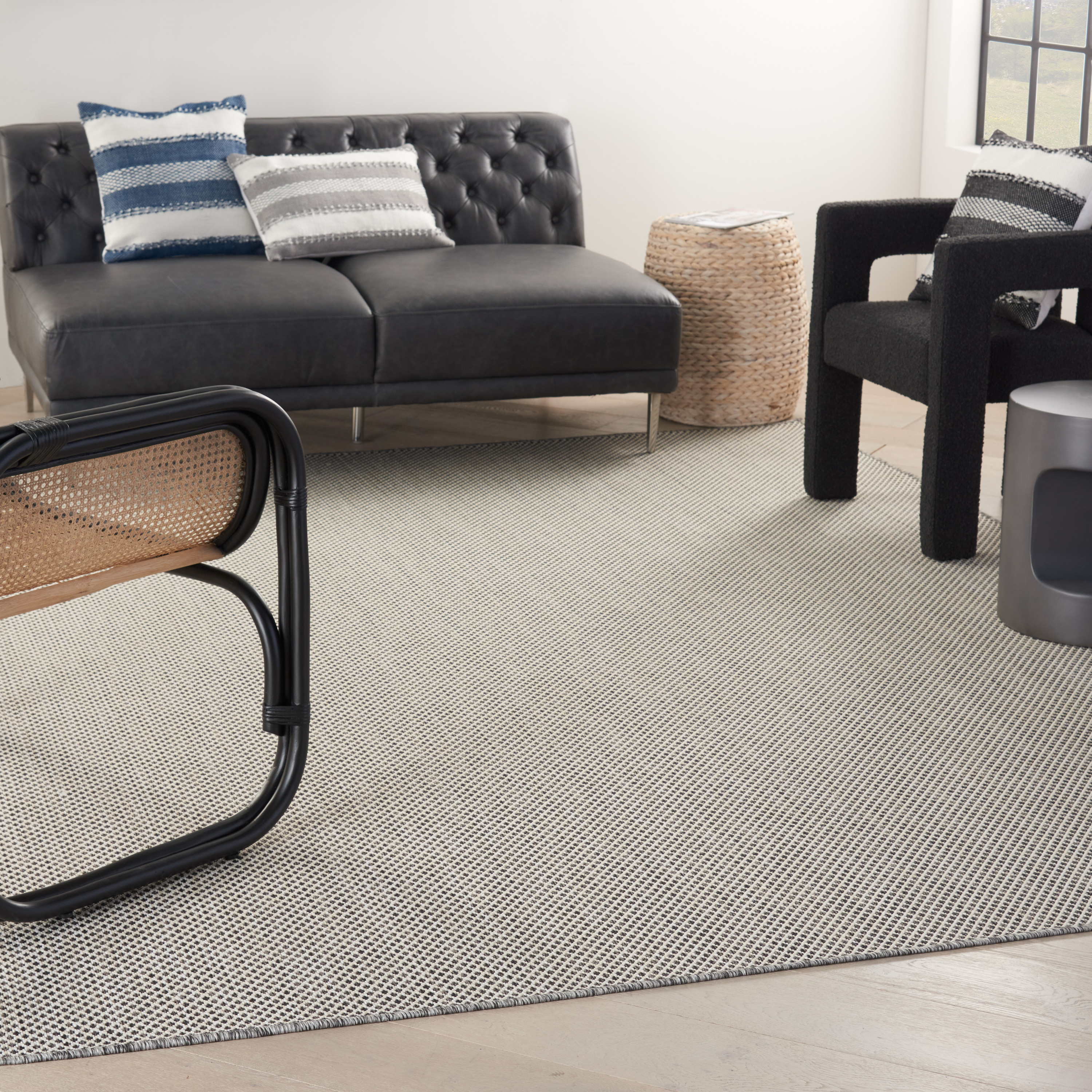 Nourison Courtyard 10' x 14' Ivory Charcoal Modern Rug