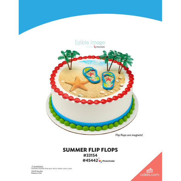 Summer Flip Flops The Magic of Cakes® PhotoCake® Enhanced Round Background Page