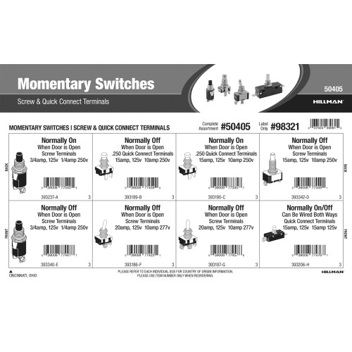 Momentary Switches Assortment (Screw & Quick Connect Terminals)