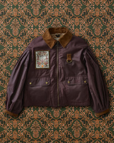 Barbour FARM Rio Thais Waxed Jacket Bordeaux/Cream Heart Print