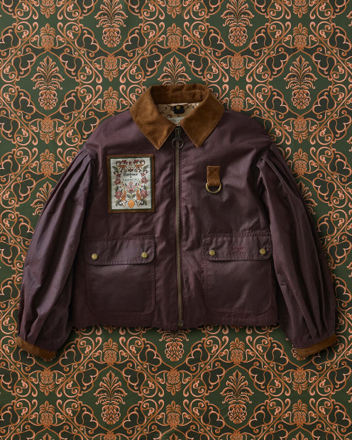 Giacca cerata Thais Barbour FARM Rio Bordeaux/Cream Heart Print