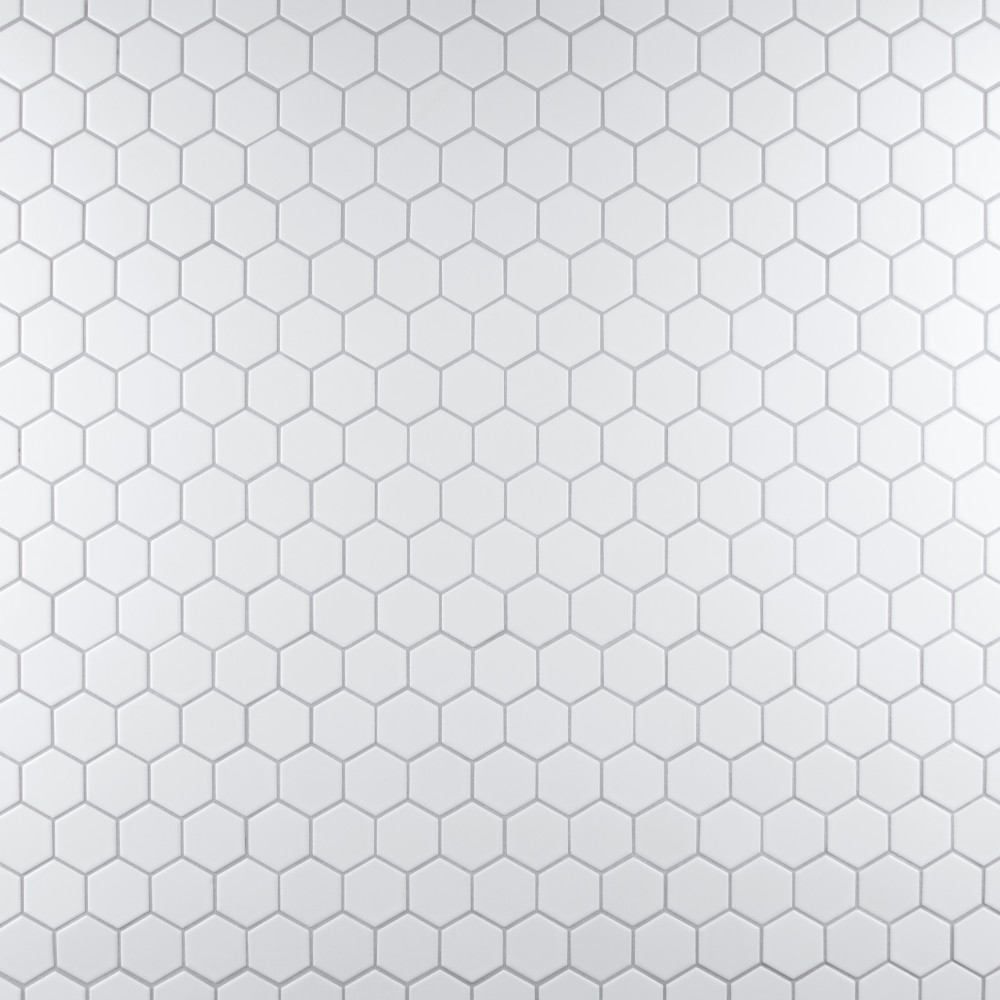Metro 2″ Hex Glossy White 11-1/8 in. x 12-5/8 in. Porcelain Mosaic Tile