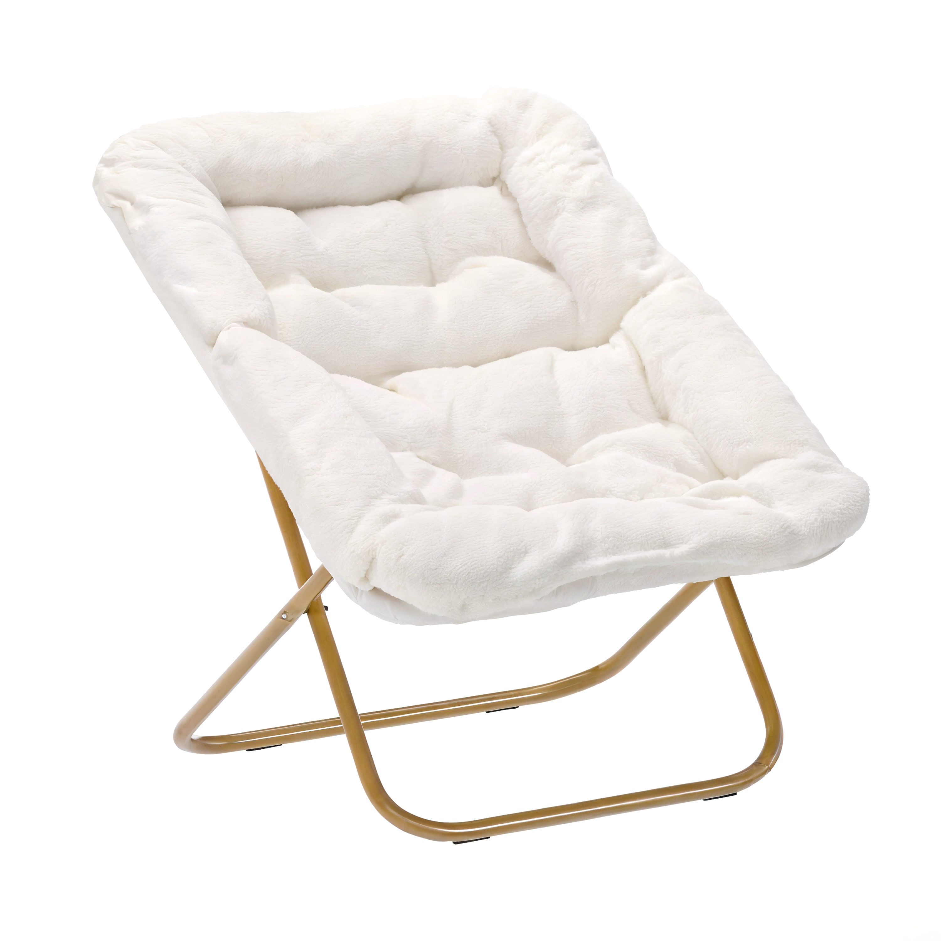 Archer 28" Oversized Portable Faux Fur Folding Saucer Chair with Folding Otto... - Picture 34 of 49