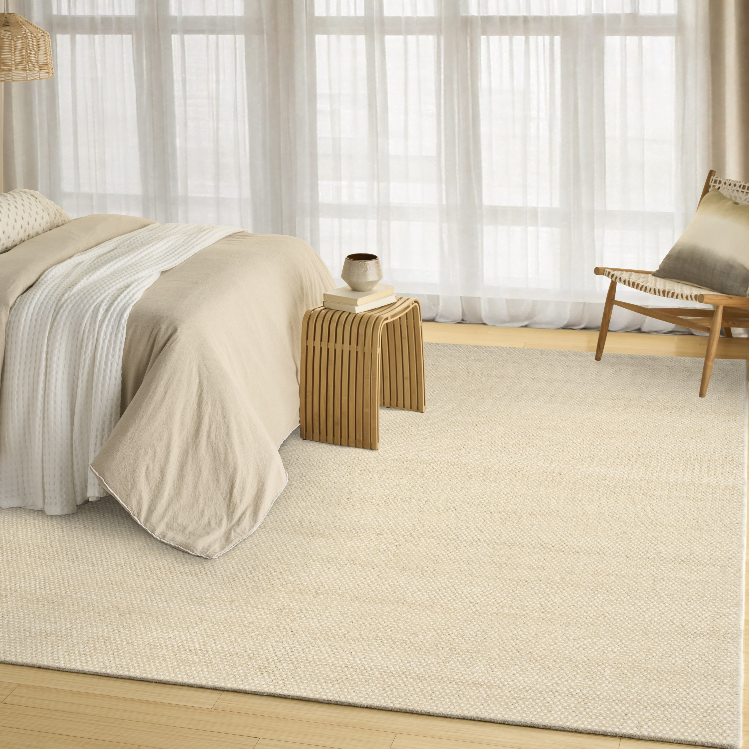 DKNY Pure Rows 9'9" x 13'9" Ivory Beige Farmhouse Indoor Rug