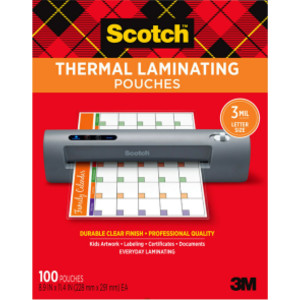 Thermal Laminating Pouches, 3 mil Size, Pack of 100