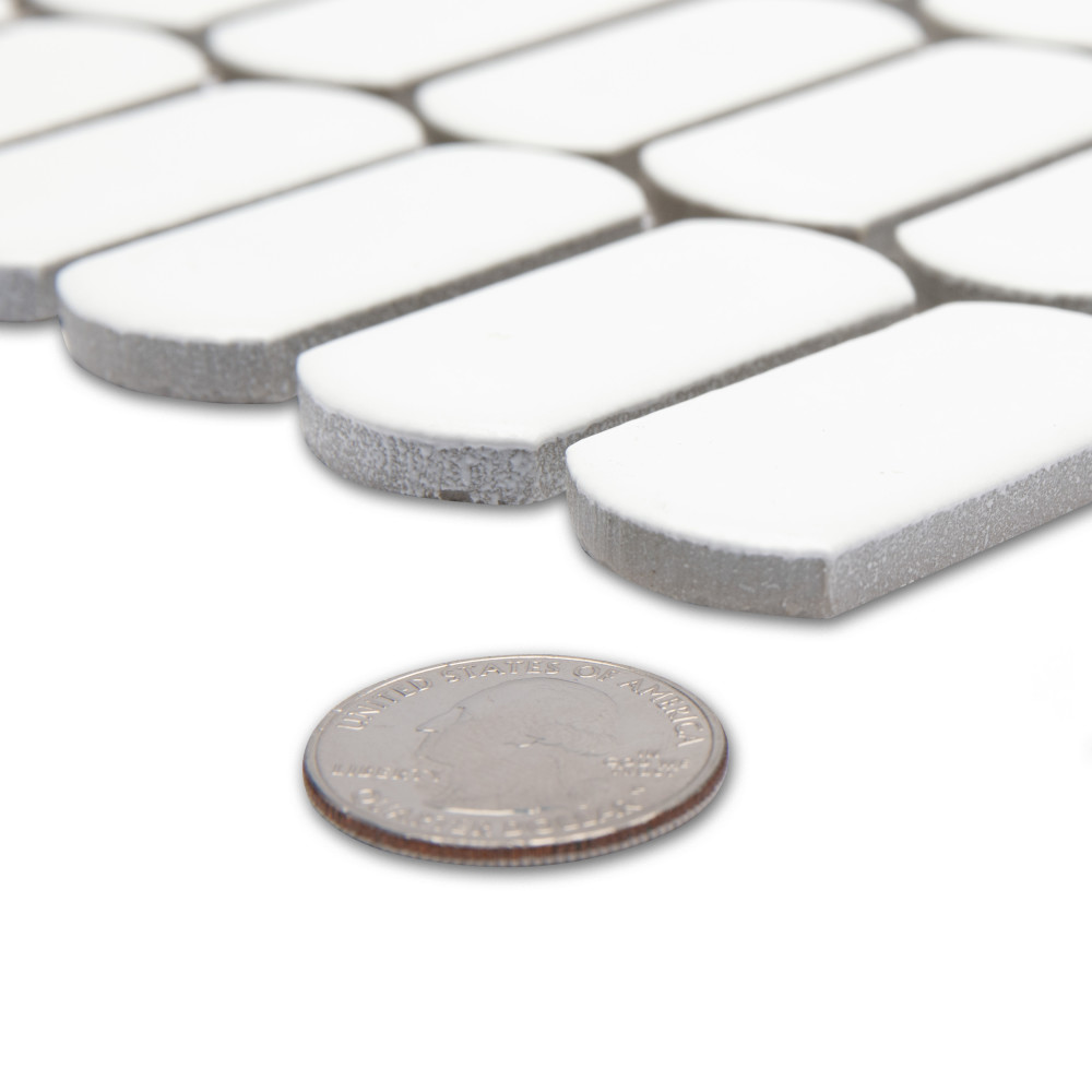 Hudson Capsule Matte White 12-1/4 in. x 13-1/8 in. Porcelain Mosaic Tile