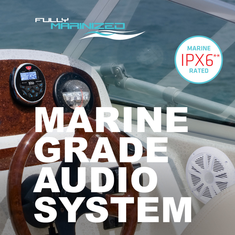 BOSS Audio Systems MCKGB350W.6 Marine Gauge Receiver Speakers, Bluetooth, No CD - image 2 of 17