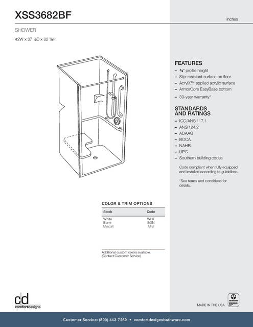 Tech Data Sheet — Cd Shower Tech Data Xss 3682bf Rrf