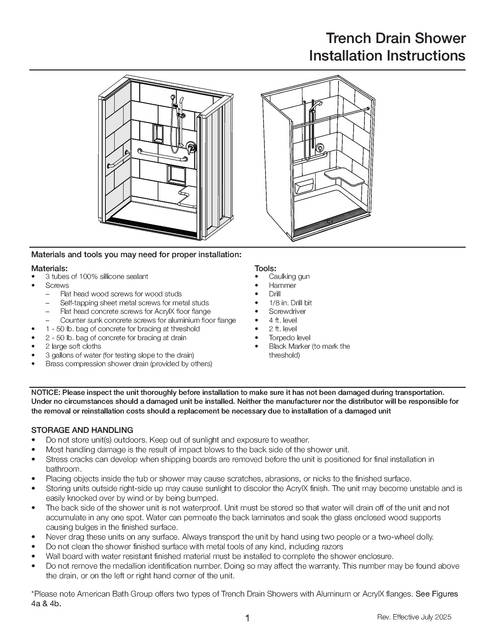 Installation Guides — Trench Shower Installation Guide