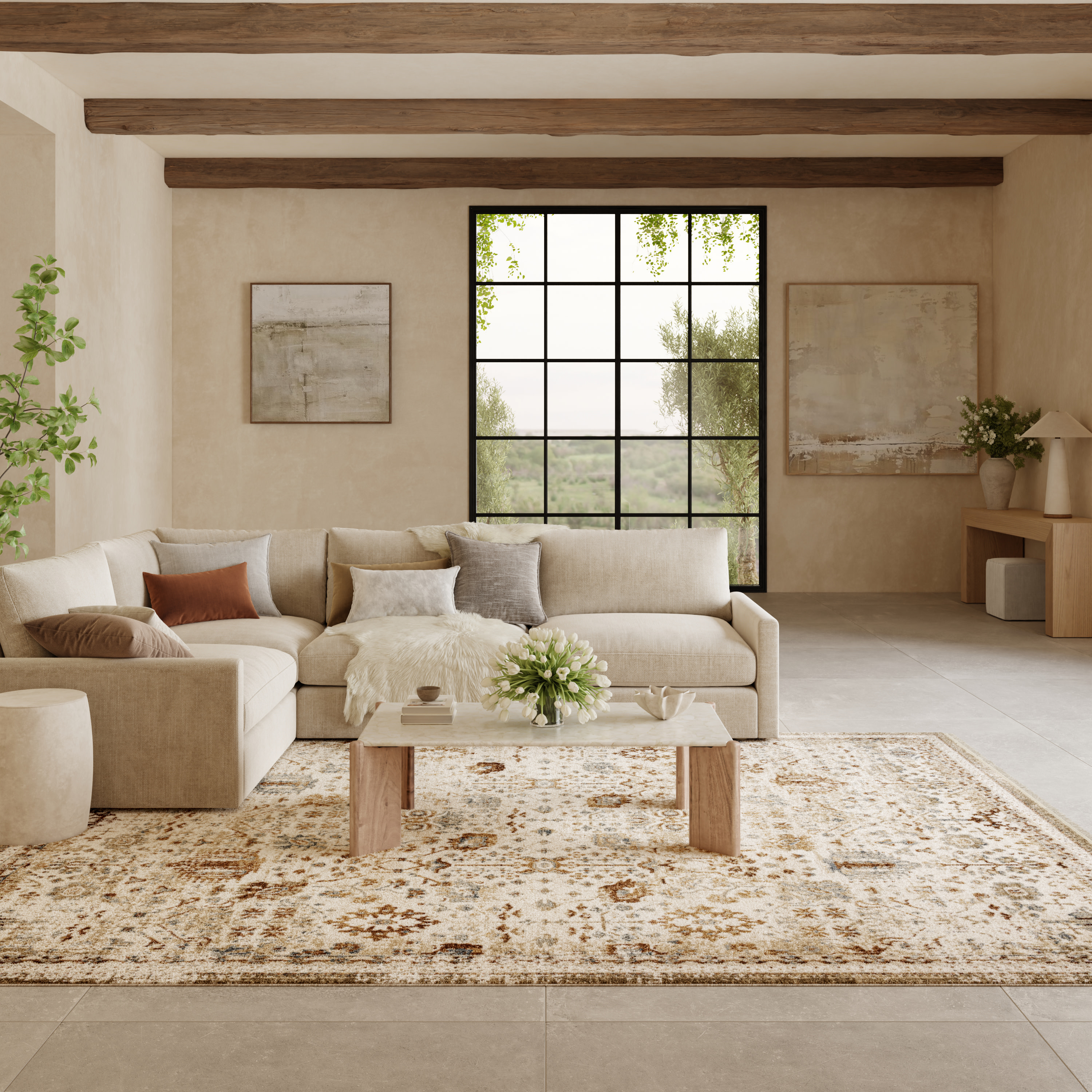 Nourison Pardis 7'10" x 9'10" Ivory Rust Vintage Indoor Rug
