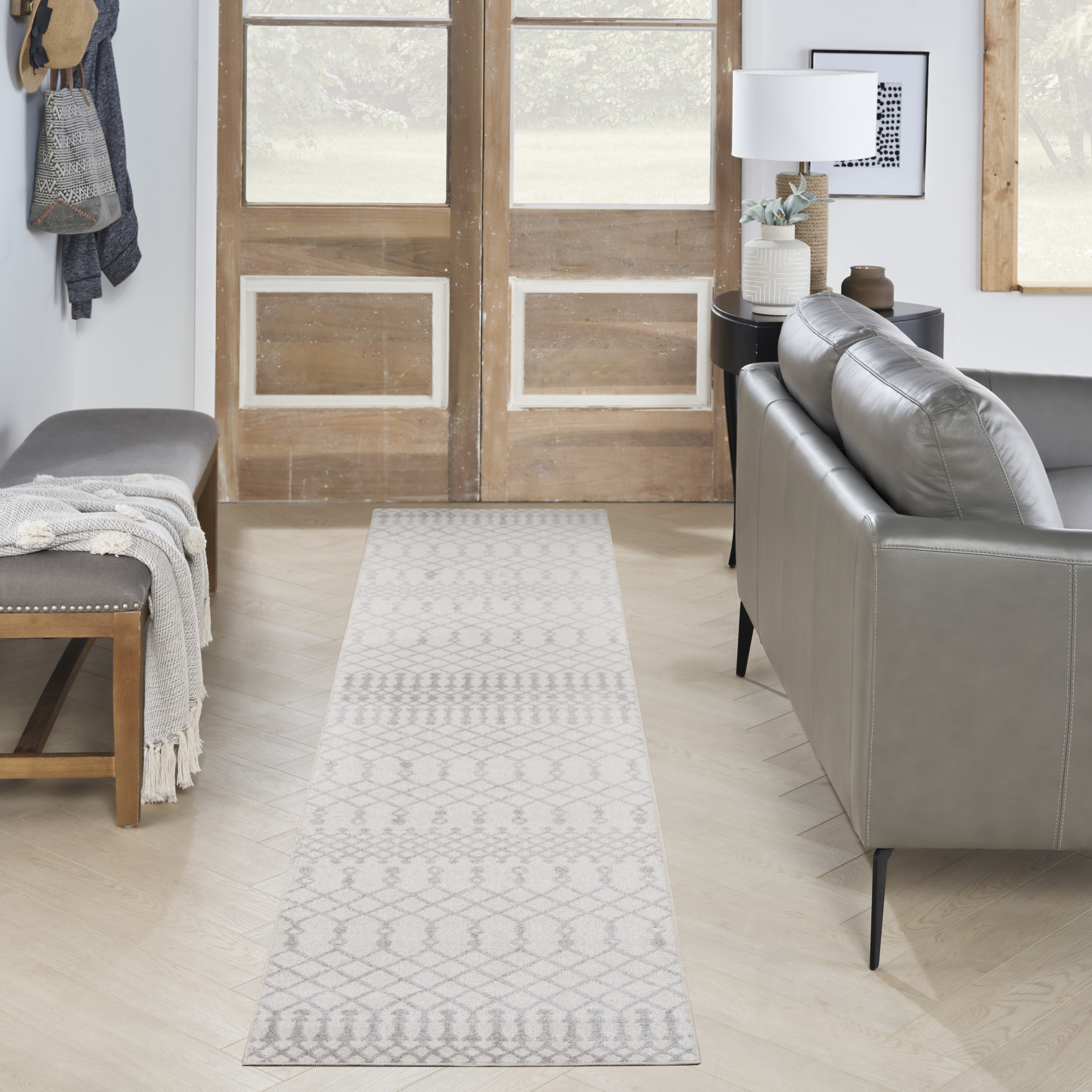 Nourison Astra Machine Washable 2'2" x 10' Ivory Bohemian Indoor Rug