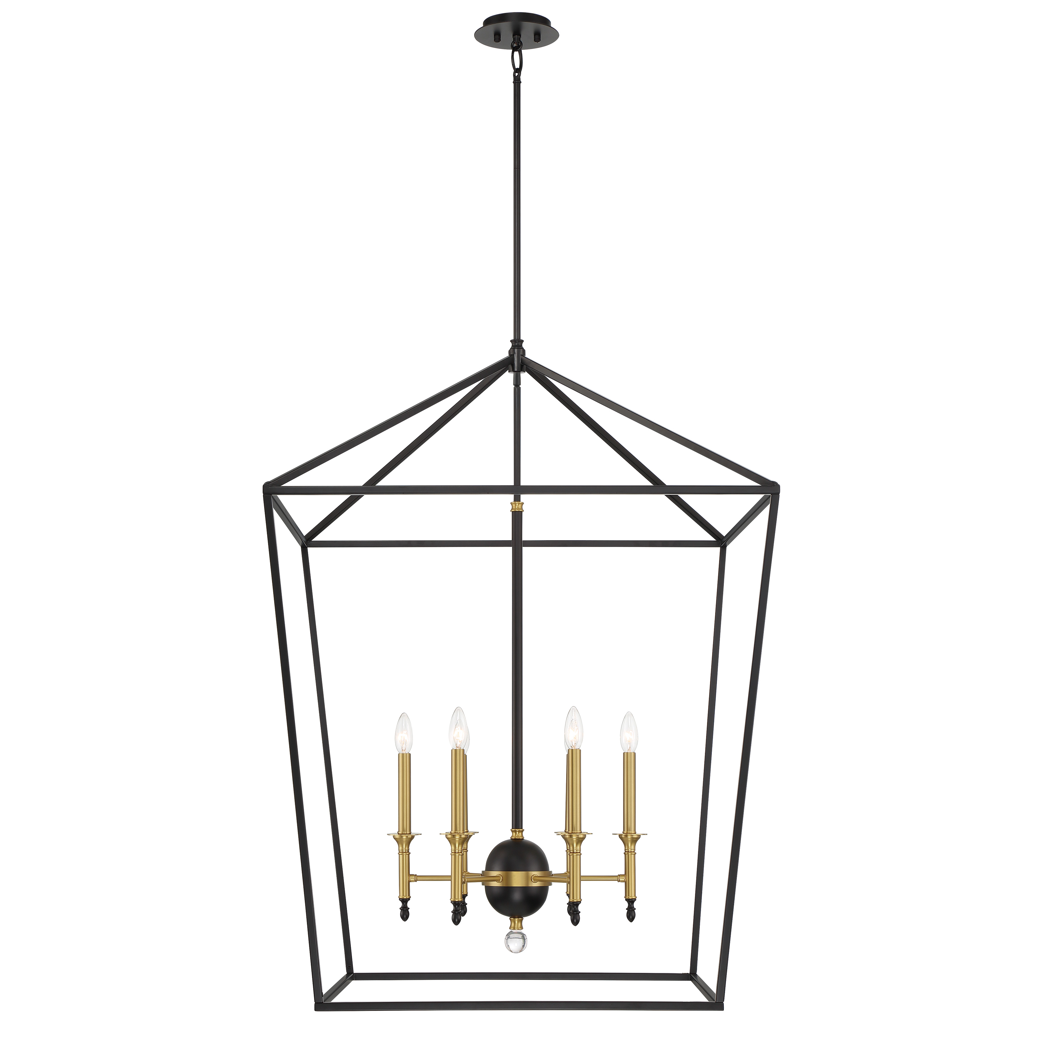 The Townhall 6-Light Pendant combines classic chandelier elegance with contemporary Coal and Soft Brass finishes. At 32 inches wide, this substantial fixture makes a bold statement in dining rooms and foyers while providing ample illumination. - alternate view