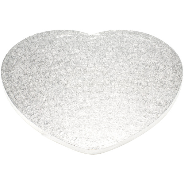 12" Heart Silver Foil Cake Board