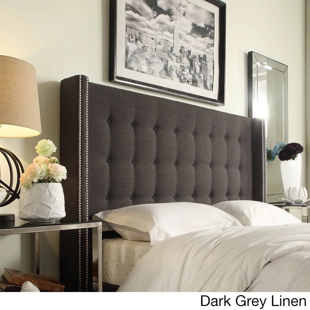 Nailhead Wingback Button Tufted Headboard