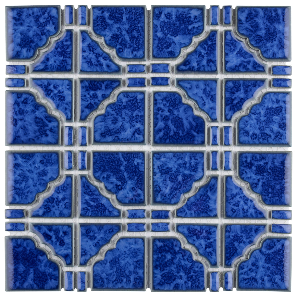 Osaka Blue Cloud 11-7/8 in. x 11-7/8 in. Porcelain Mosaic Tile